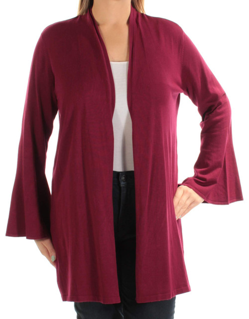 Alfani Womens Bell Sleeve Cardigan Sweater, Red, Large