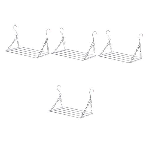 Cabilock 4pcs Drying Rack Stainless Steel Shoe Rack Clothes Hanger Dryer Laundry Rack Drying Garment Rack Garment Dryer Hanging Clothes Organizer Underwear Hanger Pants Household Products