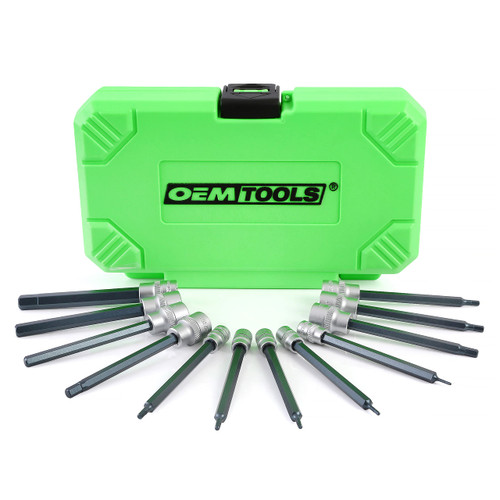 OEMTOOLS 23563 12 Piece Long Hex Bit Socket Set (SAE), Allen Wrench Socket Set, Extra Long SAE Hex Bit Socket Set, Long Reach Allen Sockets OEMTOOLS 23563 12 Piece Long Hex Bit Socket Set (SAE), Allen Wrench Socket Set, Extra Long SAE Hex Bit Socket Set, Long Reach Allen Sockets