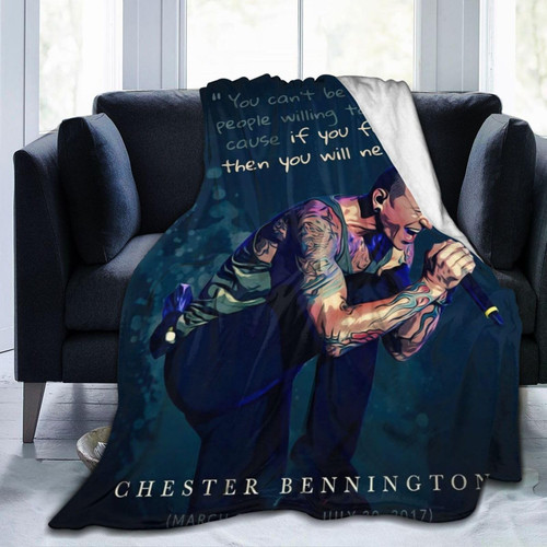 PROZOLE Chester Singer Bennington Throw Blankets Super Cozy Flannel Blanket for Picnic Bed Couch Living Room Travel 50"X40"