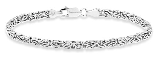 Miabella Italian 925 Sterling Silver or 18K Gold Over Silver 4mm Byzantine Link Chain Anklet Ankle Bracelet for Women, Made in Italy (sterling silver, Length 11 Inches)