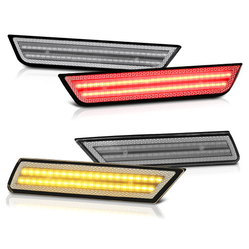 VIPMOTOZ For 2010-2015 Chevy Camaro 4-Piece Amber + Red LED Front Rear Bumper Fender Corner Side Marker Light Parking DRL Lamp, Driver & Passenger Side