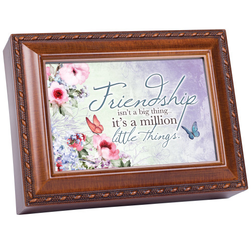 Cottage Garden Friendship Things Woodgrain Rope Trim Music Box Plays That's What Friends are for Cottage Garden Friendship Things Woodgrain Rope Trim Music Box Plays That's What Friends are for
