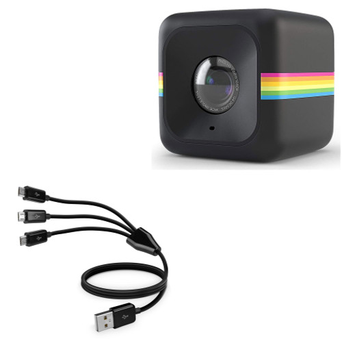 BoxWave Cable Compatible with Polaroid Cube Act II - MultiCharge MicroUSB Cable, Multiple Charging Cable Micro USB Cable - Black
