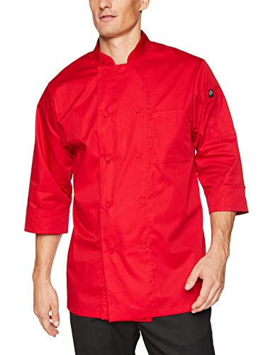 Chef Works Men's Morocco Chef Coat, Red, X-SMALL