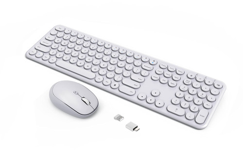 Wireless Keyboard Mouse Combo - 2.4Ghz Aesthetic Quiet Keyboard and Mouse Wireless - 110 Keys Full Size Ultra-Thin Keyboard for Laptop, Computer, PC, Notebook, Windows, Mac OS (Gray)