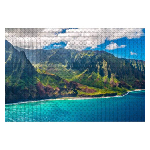 Jigsaw Puzzles 1000 Pieces for Adults Kids - View Napali Coast Kauai Island Hawaii Large Puzzles Pieces Fit Together Educational Intellectual Fun Game