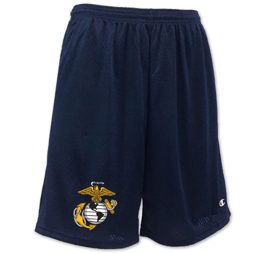 Armed Forces Gear Men's USMC EGA Logo Mesh Shorts - Official Licensed USMC Shorts for Men (Navy, 2X-Large)