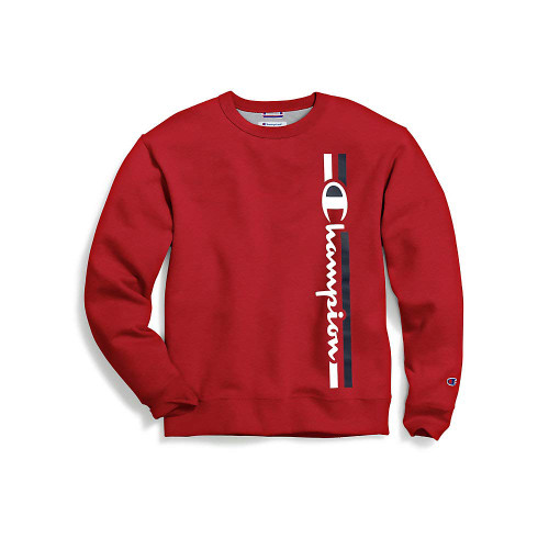 Champion Men's Graphic Powerblend Fleece Crew US Medium, Team Red Scarlet