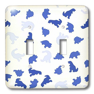 3dRose LLC lsp_109696_2 Blue Dinosaurs On White Double Toggle Switch