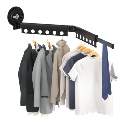 HotMax Suction Cup Clothes Drying Rack Wall Mounted, Retractable Collapsible Drying Racks for Laundry, Space Saving Dryer Rack, Balcony, Apartment Space Saver Organization(Bifold, Suction Cup)