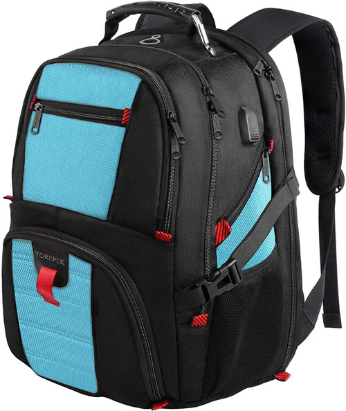 YOREPEK Travel Backpack, Extra Large 50L Laptop Backpacks for Men Women, Water Resistant College Backpack Airline Approved Business Work Bag with USB Charging Port Fits 17 Inch Computer, Blue YOREPEK Travel Backpack, Extra Large 50L Laptop Backpacks for Men Women, Water Resistant College Backpack Airline Approved Business Work Bag with USB Charging Port Fits 17 Inch Computer, Blue