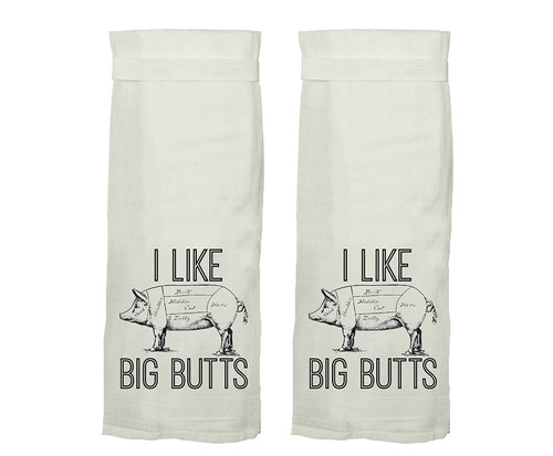 Twisted Wares Set of 2 I Like Big Butts Hang Tight Towel