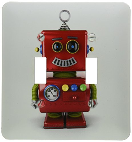 3dRose lsp_158020_2 Happy and Smiling Vintage Toy Robot Cute Funny Light Switch Cover