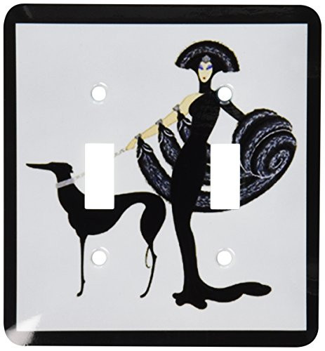 3dRose LSP_43794_2 Art Deco Lady with Dog Toggle Switch