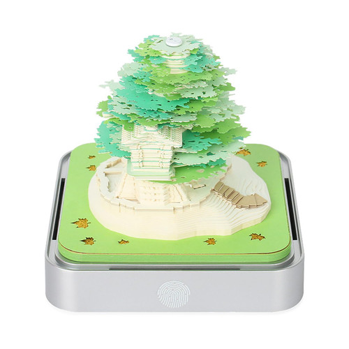 Time Piece Calendar,Desk Calendar With Lights, 2024 DIY Calendar 3D Memo Pad Paper Art Sakura Tree,School Year Calendar for Teacher,Monthly Calendar Gift Desktop Decoration (Green)