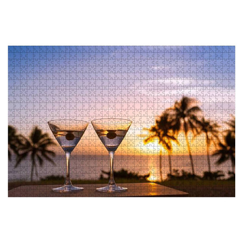 Jigsaw Puzzles 1000 Pieces for Adults Kids - Martini Glasses Against Sunset Large Puzzles Pieces Fit Together Educational Intellectual Fun Game