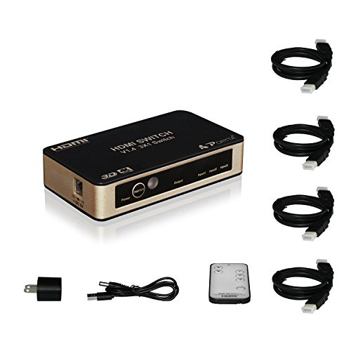 Portta HDMI Switch / Switcher 3 Port 3x1 v1.4 for 1080p 4k x 2k Full HD 3D with IR Remote And 4pcs HDMI Cable Portta HDMI Switch / Switcher 3 Port 3x1 v1.4 for 1080p 4k x 2k Full HD 3D with IR Remote And 4pcs HDMI Cable