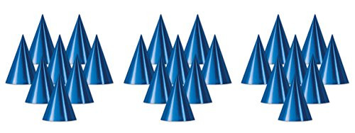 Beistle S66002-BAZ24 Blue Foil Cone Hats, 6.75"
