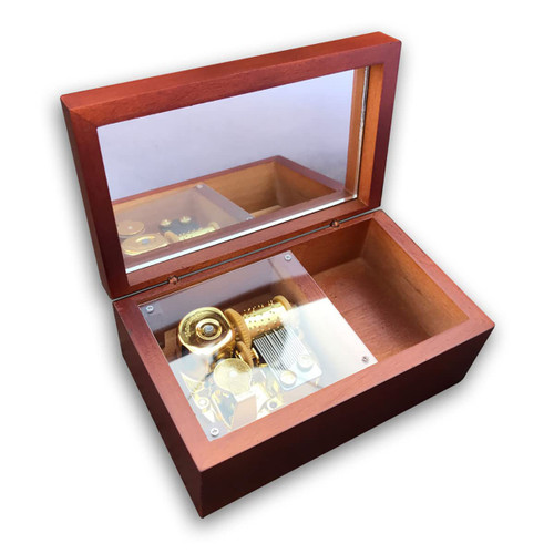 BinkeGG Brown Wooden Wind up Music Box Jewelry Box with Sankyo Musical Mechanism Tune: What a Wonderful World