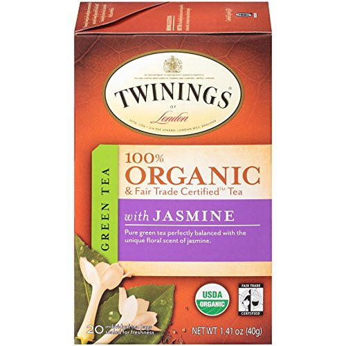 Twinings of London Organic and Fair Trade Certified Jasmine Green Tea Bags, 20 Count (Pack of 6) Twinings of London Organic and Fair Trade Certified Jasmine Green Tea Bags, 20 Count (Pack of 6)