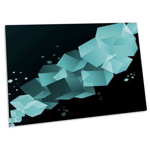 3dRose Anne Marie Baugh Abstract - Turquoise Cubes Abstract - Desk Pad Place Mats (dpd-101411-1)