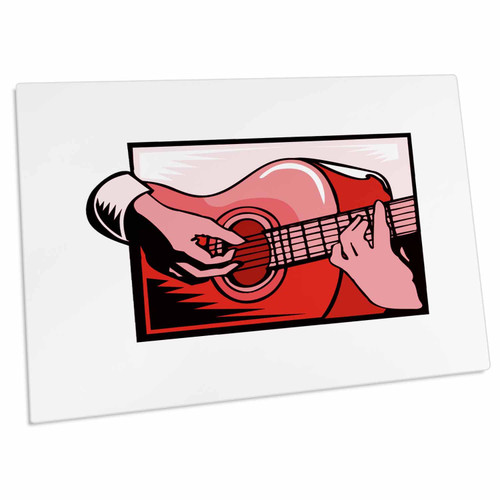 3dRose Acoustic Guitar Hand Playing red Graphic - Desk Pad Place Mats (dpd-175849-1)
