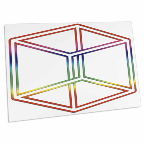 3dRose Escher s Impossible Cube Glowing on White Background - Desk Pad Place Mats (dpd-24271-1)