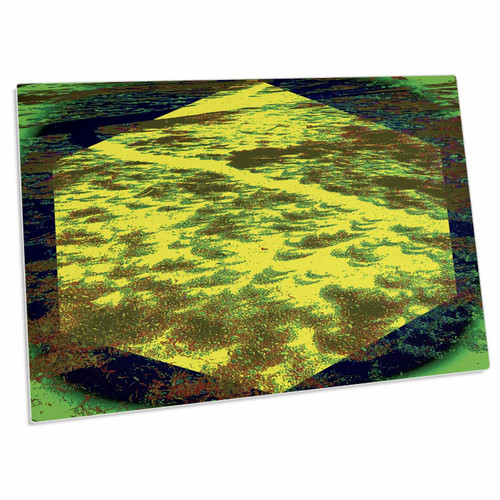 3dRose Dylan Seibold - Photo Abstraction - Yellow Eclipse Cube - Desk Pad Place Mats (dpd-333056-1)