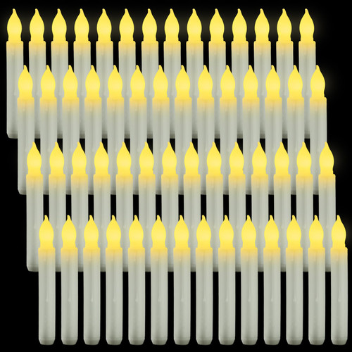 Homemory 60 Pcs Flameless Taper Candles Battery Operated, 6.5 Inches LED Candlesticks Flickering Warm Light, Hanging Floating LED Taper Candles for Church Wedding Halloween Christmas Decoration
