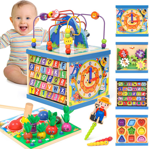 Atoylink Wooden Baby Activity Cube Montessori Toys for 1+ Year Old XLarge 8-In-1 Toddler Bead Maze Shape Sorter Fishing Game Alphabet Learning Educational Toys First Birthday Gift for 12-18 Month Boys Atoylink Wooden Baby Activity Cube Montessori Toys for 1+ Year Old XLarge 8-In-1 Toddler Bead Maze Shape Sorter Fishing Game Alphabet Learning Educational Toys First Birthday Gift for 12-18 Month Boys