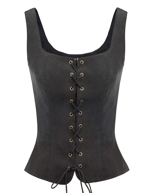 Scarlet Darkness Womens Renaissance Gothic Vest Tops Victorian Steampunk Waistcoat Black L