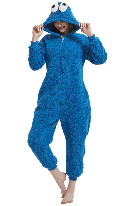 HvnTjvn Cookie Monster Onesie Adult,Animal One Piece Costume Zip Up Unisex Pajamas Sleepwear Homewear for Halloween Christmas Women Men Blue M HvnTjvn Cookie Monster Onesie Adult,Animal One Piece Costume Zip Up Unisex Pajamas Sleepwear Homewear for Halloween Christmas Women Men Blue M
