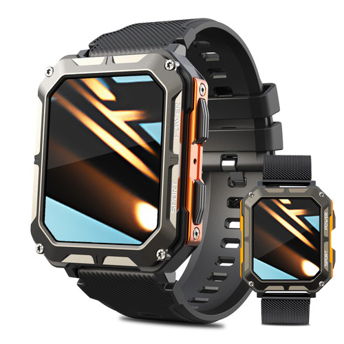 JENYNG Smart Watch for Men (Answer/Dial Calls) 2023 Newest Bluetooth Tactical SmartWatch for Android and iPhone Waterproof Outdoor Fitness Sleep Monitoring Tracker with Heart Rate/SpO2/Sleep/AI Voice
