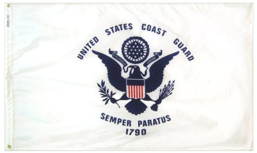 Annin Flagmakers Model 439040 U.S. Coast Guard Military Flag 3x5 ft. Nylon SolarGuard Nyl-Glo 100% Made in USA to Official Specifications. Officially Licensed Manufacturer.