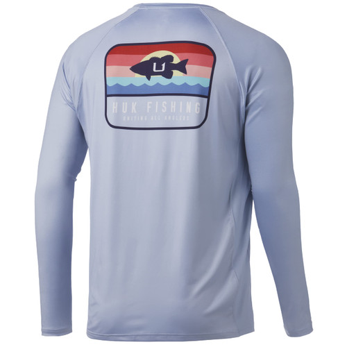 HUK mens Pursuit Long Sleeve |Sun Protecting Fishing Shirt, Sunset Bass - Coastal Sky, Large US HUK mens Pursuit Long Sleeve |Sun Protecting Fishing Shirt, Sunset Bass - Coastal Sky, Large US