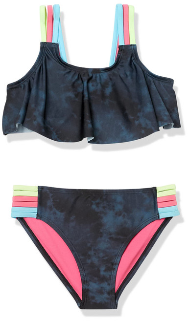 Under Armour Girls' Two-Piece Bikini Set, Black TIE DYE SP22, 16
