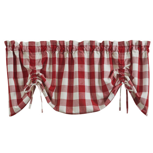Park Designs Buffalo Check Lined Farmhouse Red Valance 60"