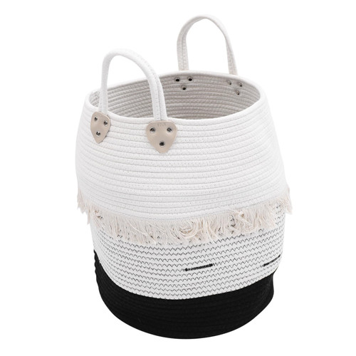 Zerodeko Laundry Basket Dirty Clothes Storage Basket Foldable Laundry Hamper Nursery Hamper Woven Blanket Basket Toys Baskets Bin Sundries Basket White Cotton Thread Laundry Tub Child