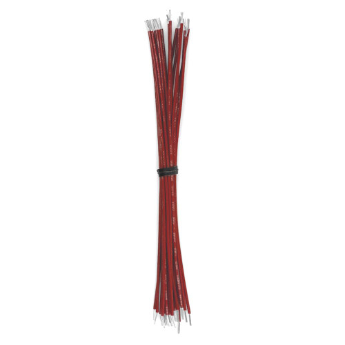Cut & Stripped Wire, 22 AWG, Solid, Red 18" Leads - 50 Pieces