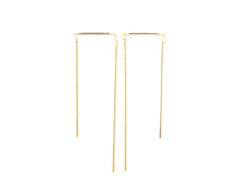 Double Piercing Earrings Gold Filled Threader Lobe Two hole Staple Ear Jewelry (Pair of Earrings)