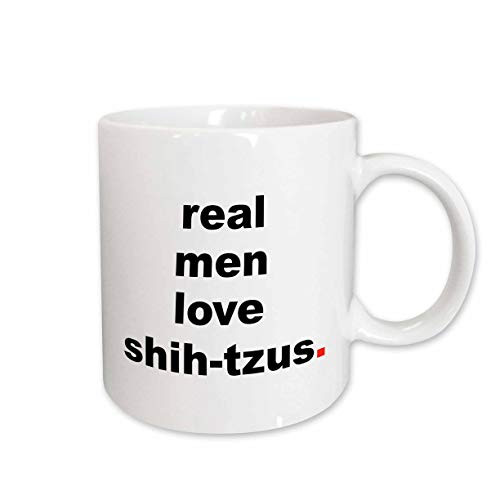 3dRose mug_123082_1 Real Men Love Shih-Tzu's Dog Lovers Ceramic Mug, 11-Ounce