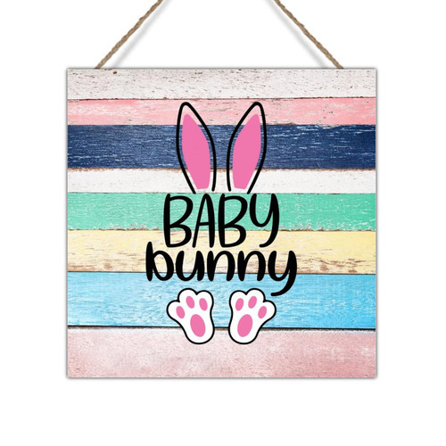 Swavecat Easter Family Bunny Baby Wood Plaque Art Sign Sweet Family Easter Rabbit Sign Plaque Bunny Rabbit Happy Easter Home Wall Art Plaques for Laundry Room Bedroom 16x16in