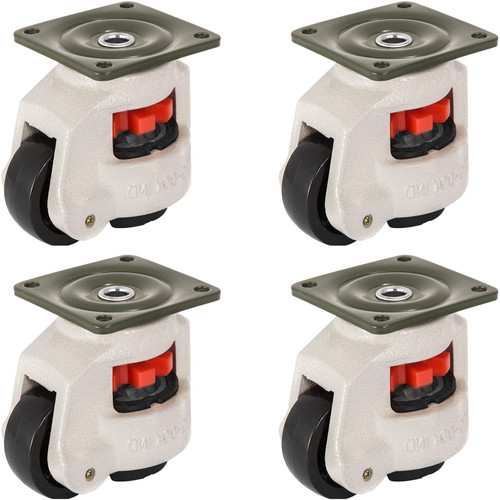 VEVOR Heavy Duty Leveling Casters, Leveling Casters Stem, Set of 4, 2.5", Retractable Leveling Casters for Workbench, 4400lbs Max Loading Capacity, 360-degree Swivel Casters for Industry Equipment