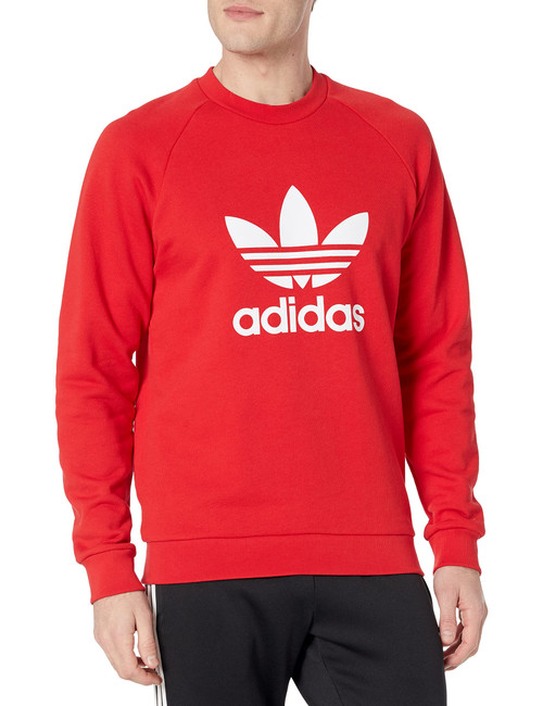 adidas Originals Men's Adicolor Classics Trefoil Crewneck, Better Scarlet, Small