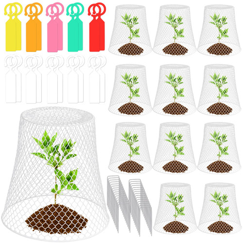 lifancy 12 Pack Chicken Wire Cloche Garden Wire Cloche Plant Protector from Animals, Thickened Anti Rust Metal Cage 9" X 9" Height, White lifancy 12 Pack Chicken Wire Cloche Garden Wire Cloche Plant Protector from Animals, Thickened Anti Rust Metal Cage 9" X 9" Height, White