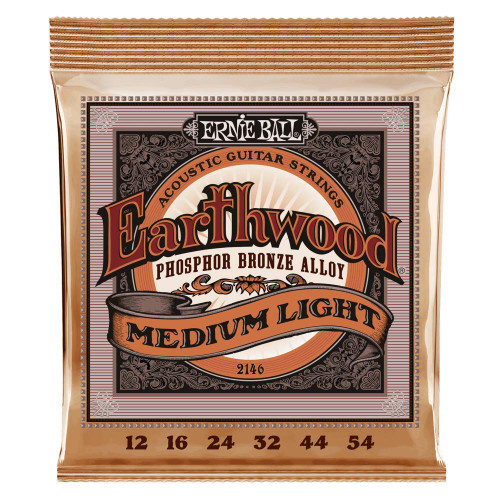 Ernie Ball 2146 Earthwood Medium Light Acoustic Phosphor Bronze String Set (12-54) - 5 Pack