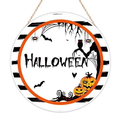 BESTORLOVE Welcome Sign Front for Door Halloween Pumpkin Bat Wood Signs Eat Drink Be Scary Wood Hanging Sign Primitive Hanging Wooden Sign for Home Kitchen Laundry Shelf Decor 16x16in