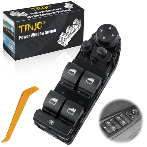 TINJO Power Window Switch Fit for BMW X5 Series E70 2007-2013, Compatible with BMW X6 E71 Series 2008-2014, Replace OEM 61319122117 Front Left Driver Side Power Window Master Control Switch Button