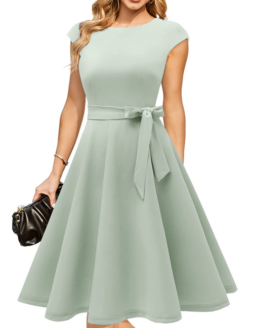 DRESSTELLS Vintage Tea Dress for Women, 1950s Cocktail Party Dresses, Modest Bridesmaid Dress for Wedding, Fit Flare Prom Dress, Casual Aline Work Dress LightGreen M DRESSTELLS Vintage Tea Dress for Women, 1950s Cocktail Party Dresses, Modest Bridesmaid Dress for Wedding, Fit Flare Prom Dress, Casual Aline Work Dress LightGreen M